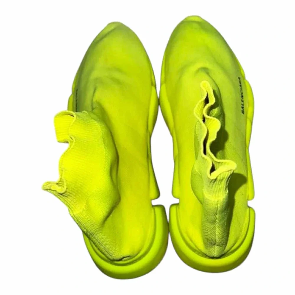 Balenciaga Speed 2.0 LT Sock Yellow Neon Knit Stretch High Top Sneakers Size 11 - Picture 8 of 9